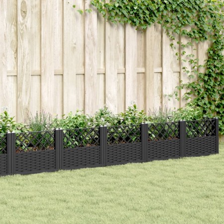 Jardinera con clavijas PP negro 363,5x43,5x43,5 cm