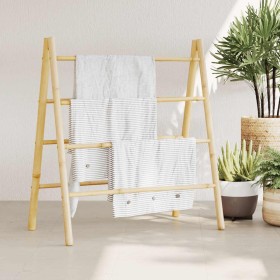 Escalera toallero doble con 4 peldaños bambú 90x50x100 cm Escalera toallero doble con 4 peldaños bambú 90x50x100 cm