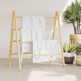 Escalera toallero doble con 4 peldaños bambú 90x50x100 cm Escalera toallero doble con 4 peldaños bambú 90x50x100 cm