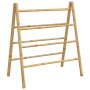 Escalera toallero doble con 4 peldaños bambú 90x50x100 cm