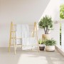 Escalera toallero doble con 4 peldaños bambú 90x50x100 cm
