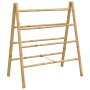 Escalera toallero doble con 4 peldaños bambú 90x50x100 cm