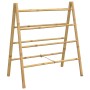 Escalera toallero doble con 4 peldaños bambú 90x50x100 cm