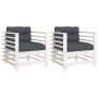 Garden armchairs with cushions 2 pcs solid white pine wood by vidaXL, Modular outdoor sofas - Ref: Foro24-825675, Price: 167,...