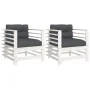 Garden armchairs with cushions 2 pcs solid white pine wood by vidaXL, Modular outdoor sofas - Ref: Foro24-825675, Price: 166,...
