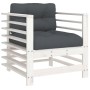 Garden armchairs with cushions 2 pcs solid white pine wood by vidaXL, Modular outdoor sofas - Ref: Foro24-825675, Price: 167,...