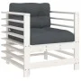 Garden armchairs with cushions 2 pcs solid white pine wood by vidaXL, Modular outdoor sofas - Ref: Foro24-825675, Price: 166,...