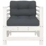 Garden armchairs with cushions 2 pcs solid white pine wood by vidaXL, Modular outdoor sofas - Ref: Foro24-825675, Price: 166,...