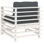 Garden armchairs with cushions 2 pcs solid white pine wood by vidaXL, Modular outdoor sofas - Ref: Foro24-825675, Price: 166,...