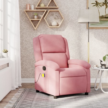Sillón de masaje reclinable de terciopelo rosa