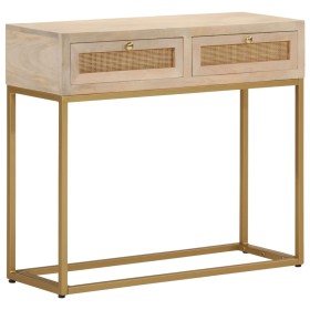 Mesa consola madera maciza de mango y hierro 90x30x76 cm