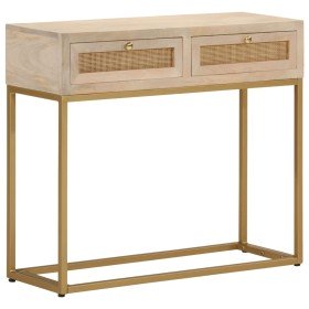 Mesa consola madera maciza de mango y hierro 90x30x76 cm