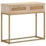 Mesa consola madera maciza de mango y hierro 90x30x76 cm