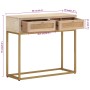 Mesa consola madera maciza de mango y hierro 90x30x76 cm