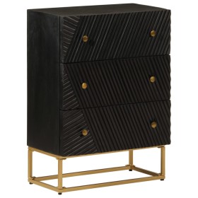 Cómoda madera maciza de mango y hierro negro 55x30x76 cm