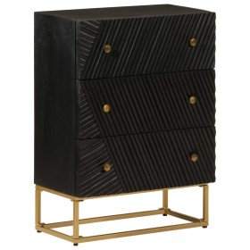 Cómoda madera maciza de mango y hierro negro 55x30x76 cm