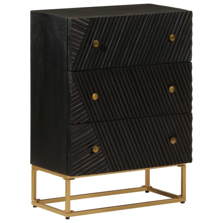 Cómoda madera maciza de mango y hierro negro 55x30x76 cm