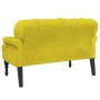 Banco con respaldo terciopelo amarillo 119,5x64,5x75 cm