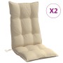 Cojines de silla con respaldo alto 2 uds tela Oxford beige