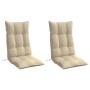 Cojines de silla con respaldo alto 2 uds tela Oxford beige