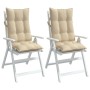 Cojines de silla con respaldo alto 2 uds tela Oxford beige