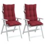 Cojines de silla con respaldo alto 2 uds tela Oxford rojo tinto