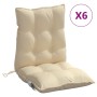 Cojines para silla con respaldo bajo 6 uds tela Oxford beige