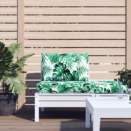 Cojines para palets 2 unidades tela estampado de hojas