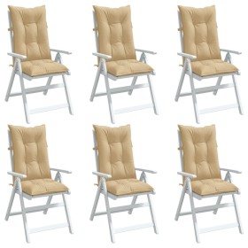Cojines silla respaldo alto 6 uds tela beige melange 120x50x7cm Cojines silla respaldo alto 6 uds tela beige melange 120x50x7cm