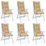 Cojines silla respaldo alto 6 uds tela beige melange 120x50x7cm