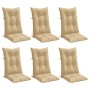 Cojines silla respaldo alto 6 uds tela beige melange 120x50x7cm