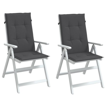Cojines silla respaldo alto 2 uds tela gris antracita melange