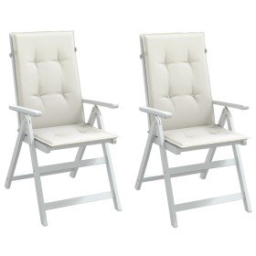 Cojines silla respaldo alto 2 uds tela crema melange 120x50x4cm Cojines silla respaldo alto 2 uds tela crema melange 120x50x4cm