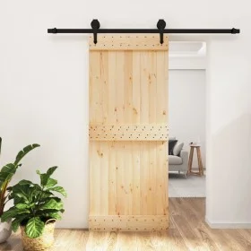 Schiebetür mit Beschlägen aus massivem Kiefernholz, 85 x 210 cm von vidaXL, Türen - Ref: Foro24-3203232, Preis: 153,84 €, Rab...