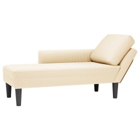 Chaise longue con cojín de tela de pana crema Chaise longue con cojín de tela de pana crema