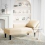 Chaise longue con cojín de tela de pana crema