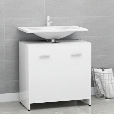 Weißer Badezimmerschrank aus Sperrholz, 60 x 33 x 61 cm von vidaXL, Badezimmermöbel - Ref: Foro24-802570, Preis: 48,91 €, Rab...
