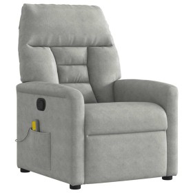 Sillón reclinable de masaje tela de microfibra gris claro Sillón reclinable de masaje tela de microfibra gris claro