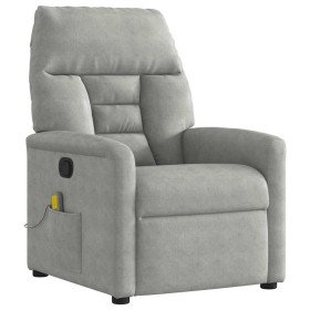 Sillón reclinable de masaje tela de microfibra gris claro en Sillones | Comprar online en Foro24