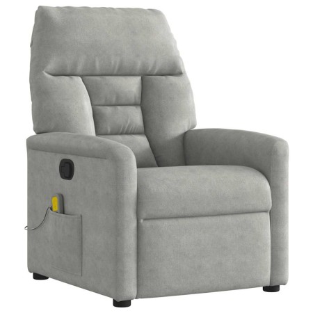 Sillón reclinable de masaje tela de microfibra gris claro