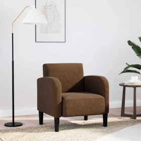 Sillón con reposabrazos marrón 54 cm cuero sintética Sillón con reposabrazos marrón 54 cm cuero sintética