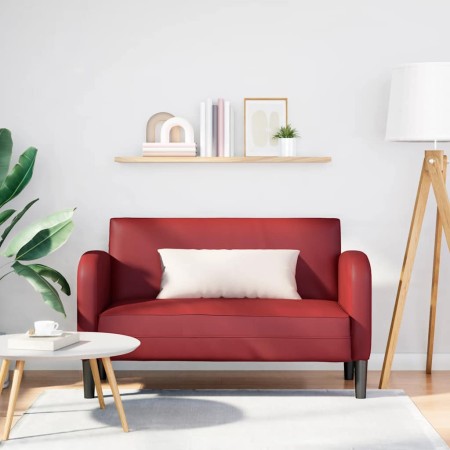 Sofá Loveseat rojo vino 110 cm cuero sintética