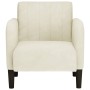 Sillón con reposabrazos en terciopelo color crema 54 cm