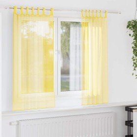 Cortinas de gasa con trabillas 2 uds amarillo 140x175 cm Cortinas de gasa con trabillas 2 uds amarillo 140x175 cm
