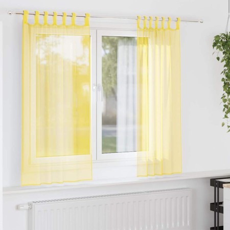 Cortinas de gasa con trabillas 2 uds amarillo 140x175 cm