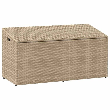 Caja de almacenamiento para jardín beige 110x50x58 cm ratán