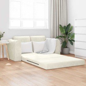 Sofá cama Crema 148 x 71 x 83 cm Terciopelo Sofá cama Crema 148 x 71 x 83 cm Terciopelo