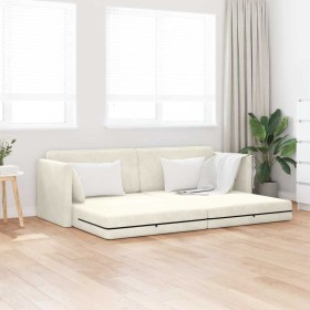 Sofá-cama de piso Crema 213 x 76 x 77 cm Terciopelo