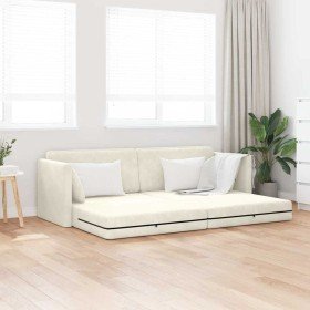Sofá-cama de piso Crema 213 x 76 x 77 cm Terciopelo
