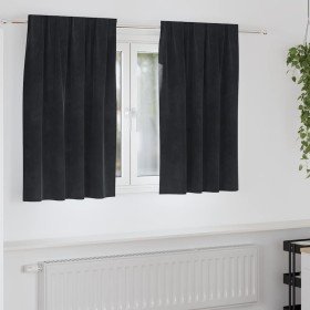 Cortinas con cortinas 2 pcs Negro 140 x 140 cm Terciopelo Cortinas con cortinas 2 pcs Negro 140 x 140 cm Terciopelo